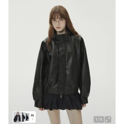레이디볼륨 레더자켓