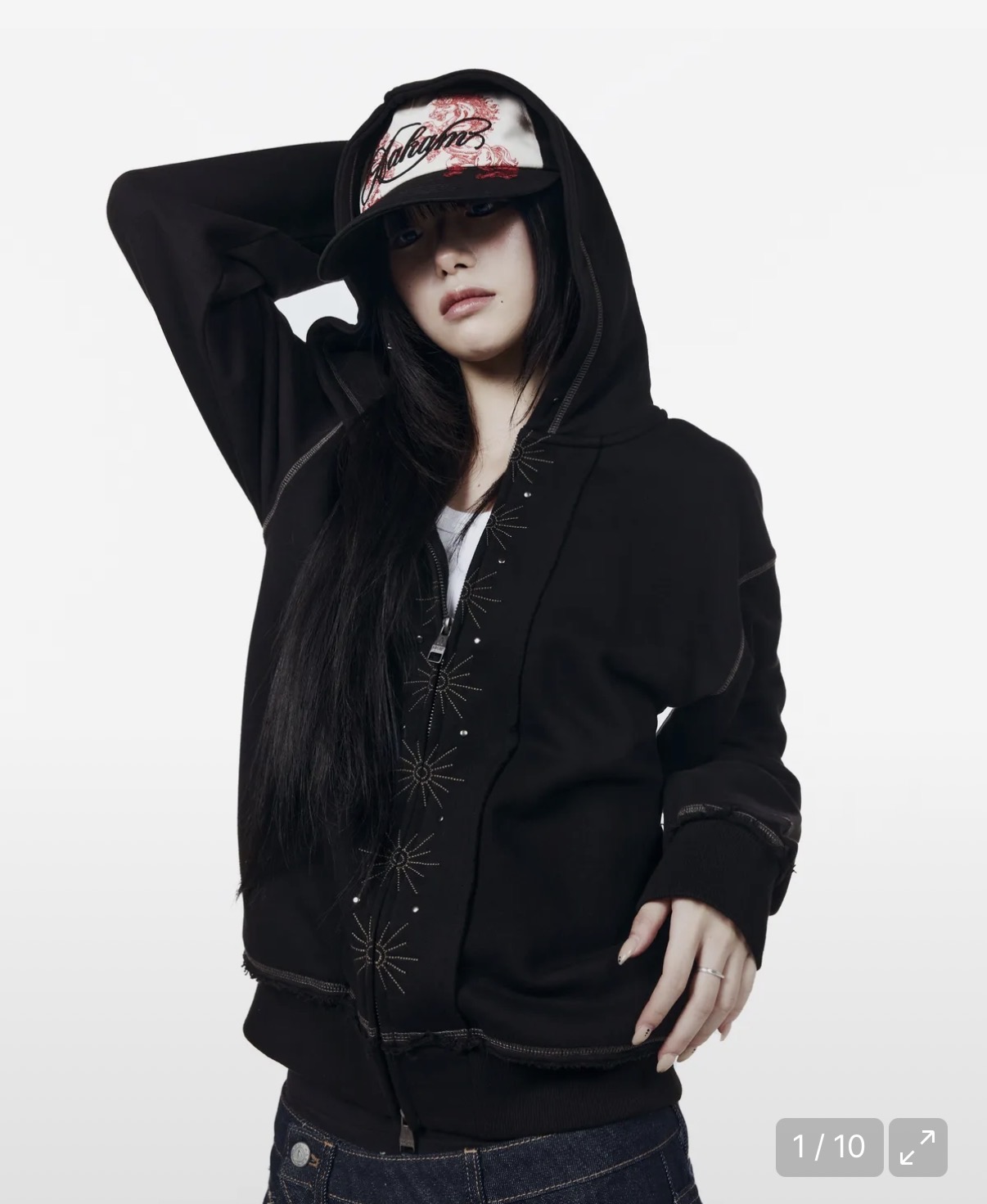 아캄 후드집업| Starburst Zip-Up Hoodie (Black)